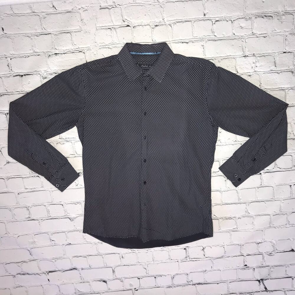 Navy Blue Star Print Button Up Shirt